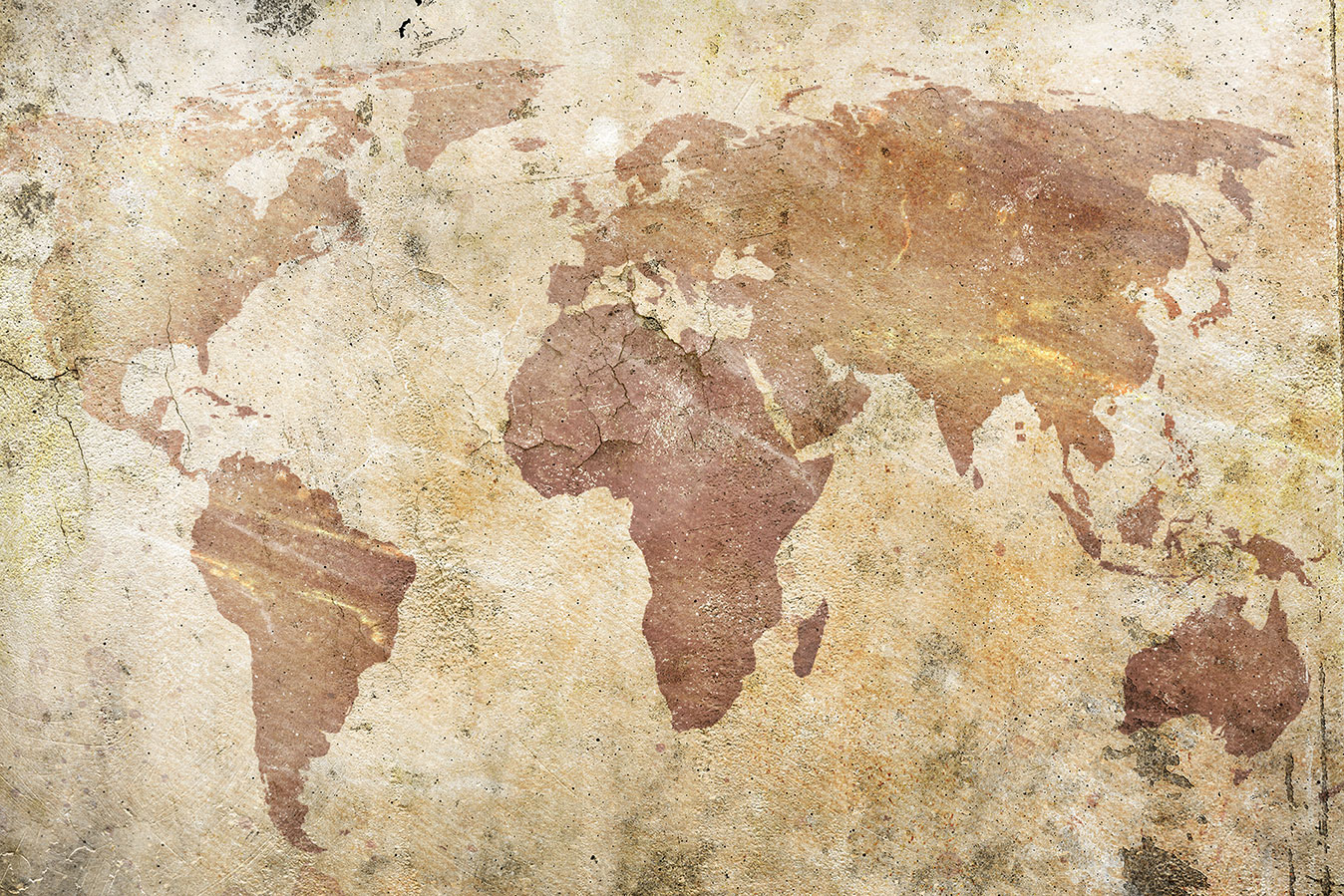 Wereld kaart op oude muur