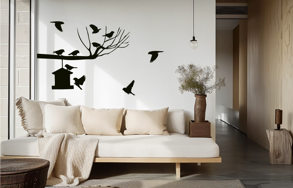 Vogelhuisje met vogels
