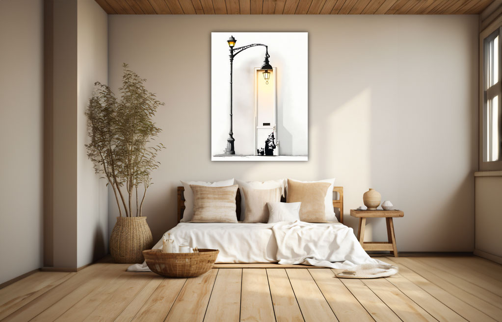 Aluminium bord Banksy met lantaarn